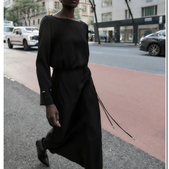 Zara NWT belted crepe mini dress black 8864/583 - Picture 11 of 12